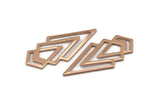 Rose Gold Triangle Blank, 2 Rose Gold Plated Brass Diamond Blanks (46x22x1mm) M01216