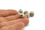 Silver Ball Bead, 12 Antique Silver Plated Brass Spacer Beads, Findings (10mm) D1233