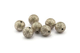 Silver Ball Bead, 10 Antique Silver Plated Brass Spacer Beads, Findings (12mm) D968