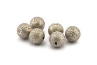 Silver Ball Bead, 10 Antique Silver Plated Brass Spacer Beads, Findings (12mm) D1253 H1372