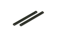 Tiny Bar Pendant, 12 Oxidized Black Brass Connector Bars With 2 Holes (30x2.5x0.80mm) E391