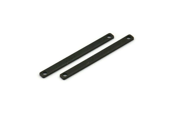 Tiny Bar Pendant, 12 Oxidized Black Brass Connector Bars With 2 Holes (30x2.5x0.80mm) E391