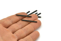 Tiny Bar Pendant, 12 Oxidized Black Brass Connector Bars With 2 Holes (30x2.5x0.80mm) E391