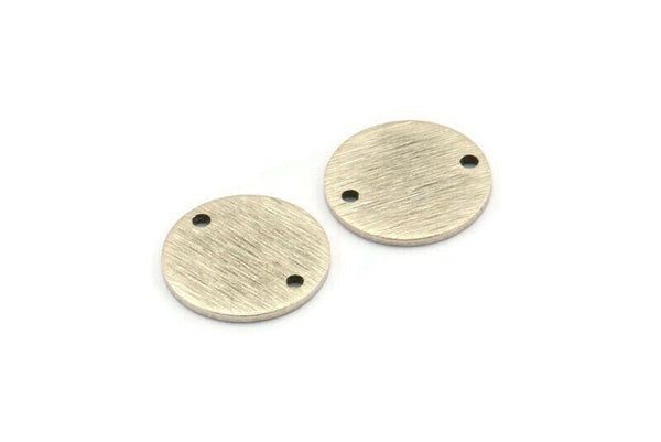 Silver Cabochon Tag, 6 Textured Antique Silver Plated Brass Cabochon Tags With 2 Holes, Connectors (15x1mm) D1374
