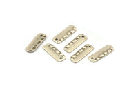 Tiny Rectangle Charm, 24 Antique Silver Plated Brass Rectangle Charm With 1 Hole, Findings (18x6x1mm) D1001