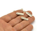 Tiny Rectangle Charm, 24 Antique Silver Plated Brass Rectangle Charm With 1 Hole, Findings (18x6x1mm) D1001