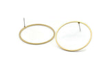 Brass Circle Earring, 10 Raw Brass Circle Stud Earrings (35x1x1mm) Bs 1087 A1757