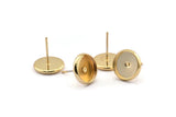 Gold Earring Post, 12 Gold Plated Brass Iron Earring Posts With Gold 10mm Pad, Ear Studs Bs-1270