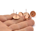 Rose Gold Earring Post, 10 Iron Earring Posts With Rose Gold Plated Brass 12mm Pad, Ear Studs Bs-1271