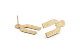 Earring Studs, 2 Gold Plated Brass - U Shape Earrings - Gold Plated Earrings - Earrings (15x27x1.2mm) N1466