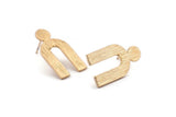 Earring Studs, 2 Gold Plated Brass - U Shape Earrings - Gold Plated Earrings - Earrings (15x27x1.2mm) N1466