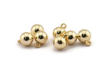 Gold Ball Charm, 2 Gold Plated Brass Ball Charms With 1 Loop (8mm) Bs-1080--N0583