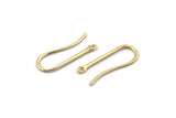 Gold Ear Hooks, 6 Gold Plated Brass Earring Wires, Earring Hooks (25mm) D1324