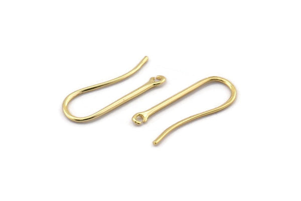 Gold Ear Hooks, 6 Gold Plated Brass Earring Wires, Earring Hooks (25mm) D1324