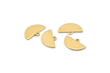 Gold Moon Charm, 10 Gold Plated Brass Semi Circle Blank Charms With 1 Loop (14.5x9x0.80mm) E103
