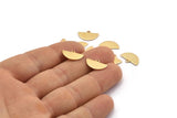 Gold Moon Charm, 10 Gold Plated Brass Semi Circle Blank Charms With 1 Loop (14.5x9x0.80mm) E103