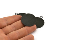 Black Round Charm, 4 Textured Oxidized Black Brass Round Stamping Blanks With 1 Loop, Pendants (35x30x0,50mm) D0734