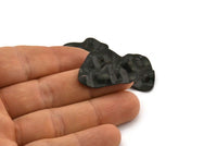 Black Irregular Charm, 6 Oxidized Black Brass Irregular Shaped Charms With 1 Hole (30x22x0.60mm) D0829