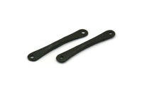 Black Hammered Connector, 4 Oxidized Black Brass Hammered Connectors With 2 Holes (29.5x5x2.1mm) D0080
