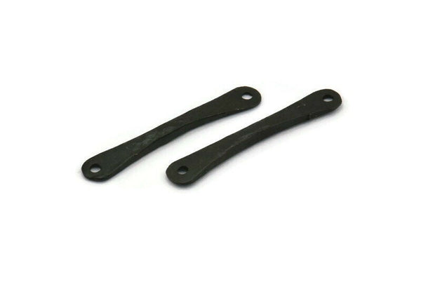 Black Hammered Connector, 4 Oxidized Black Brass Hammered Connectors With 2 Holes (29.5x5x2.1mm) D0080