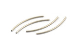 Noodle Tube Beads, 25 Antique Silver Plated Brass Curved Tube Beads (1.5x40mm) D0283