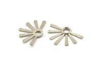 Silver Sun Pendant, 2 Textured Silver Tone Brass Pendants With 1 Loop (34x24x2.2mm) E208 H1216