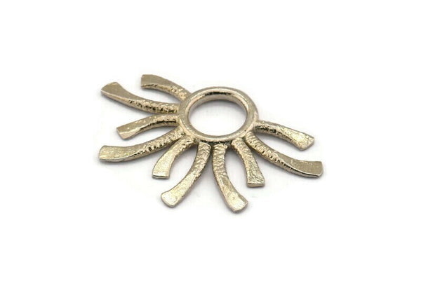 Silver Sun Pendant, 2 Silver Tone Brass Sun Pendants (37.5x24.5x2mm) E206 H1214