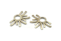 Silver Sun Pendant, 2 Silver Tone Brass Sun Pendants (37.5x24.5x2mm) E206 H1214