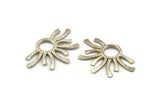 Silver Sun Pendant, 2 Silver Tone Brass Sun Pendants (37.5x24.5x2mm) E206 H1214
