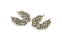 Silver Honeycomb Charm, 2 Antique Silver Plated Brass Honeycomb Pendants With 2 Loops (31.5x32.5x1.3mm) BS 2052 H1684