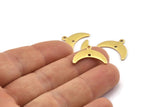 Brass Moon Charm, 24 Raw Brass Crescent Moon Charms With 1 Loop And 1 Hole (9x20x0.80mm) A2102