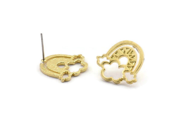 Earring Studs, 4 Raw Brass -  Raw Brass Earrings - Brass Earrings - Earrings (19x18x1.5mm) N1533