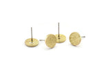 Brass Round Earring, 8 Raw Brass Round Stud Earrings (10x1.5mm) N1537