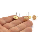 Brass Round Earring, 8 Raw Brass Round Stud Earrings (10x1.5mm) N1537