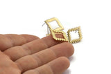 Earring Studs, 4 Raw Brass -  Brass Diamond Earrings - Brass Earrings - Earrings (22x16x1.5mm) N1541