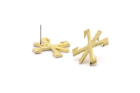 Earring Studs, 4 Raw Brass -  Raw Brass Earrings - Brass Earrings - Earrings (20x15x1.5mm) N1540