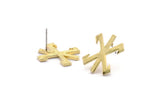 Earring Studs, 4 Raw Brass -  Raw Brass Earrings - Brass Earrings - Earrings (20x15x1.5mm) N1540
