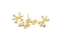 Earring Studs, 4 Raw Brass -  Raw Brass Earrings - Brass Earrings - Earrings (20x15x1.5mm) N1540
