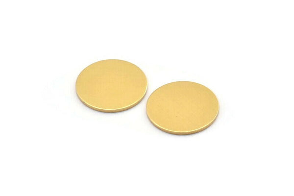 Brass Round Tag, 6 Raw Brass Round Stamping Blanks, Findings (18x1mm) A2117