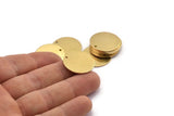 Brass Round Charm, 6 Raw Brass Round Charms With 1 Hole, Blanks (22x1mm) A2120