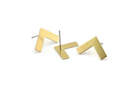 Brass Letter Earring, 12 Raw Brass V Shape Stud Earrings (12x19x0.60mm) D1008 A1828