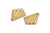 Brass Fan Charm, 12 Raw Brass Fan Shaped Charm, Earrings With 2 Holes, Pendants, Findings (32x25x0.4mm) A1719