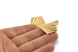 Brass Fan Charm, 12 Raw Brass Fan Shaped Charm, Earrings With 2 Holes, Pendants, Findings (32x25x0.4mm) A1719
