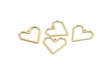 Gold Heart Charm, 8 Gold Plated Brass Heart Charms With 1 Loop, Earrings, findings (20x1mm) D1257