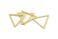 Gold Triangle Charm, 4 Gold Plated Brass Triangle Rings, Findings (31x27x2x1mm) D1023
