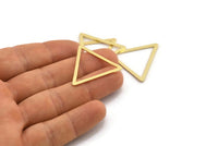 Gold Triangle Charm, 4 Gold Plated Brass Triangle Rings, Findings (31x27x2x1mm) D1023