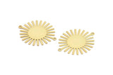 Gold Sun Charm, 4 Gold Plated Brass Sunshine Pendants With 2 Loops, Connectors, Findings (36x30x0.50mm) A1518 H0564