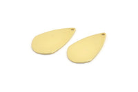 Gold Drop Charm, 4 Gold Plated Brass Drop Charms With 1 Hole, Earrings, Findings (27x16x0.80mm) D1221