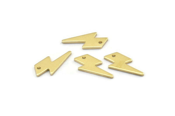Brass Lightning Charm, 24 Raw Brass, Brass Lightning Bolt Charms With 1 Hole, Stamping Blanks (17x8x1mm) M01697
