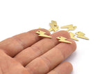 Brass Lightning Charm, 24 Raw Brass, Brass Lightning Bolt Charms With 1 Hole, Stamping Blanks (17x8x1mm) M01697